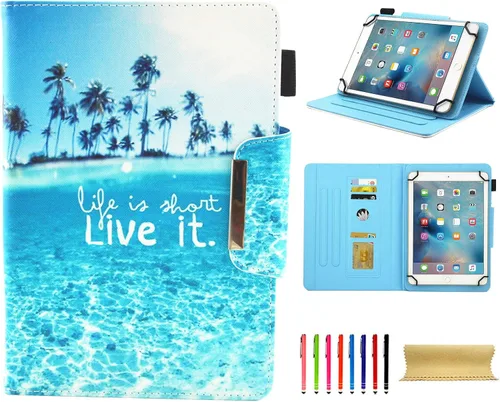Miniatura 12 de Funda universal para tablet de 7 pulgadas, piel sintética [ranuras para tarjetas], cubierta magnética, para Samsung Galaxy Tab E/Tab A 7.0, Fire 7