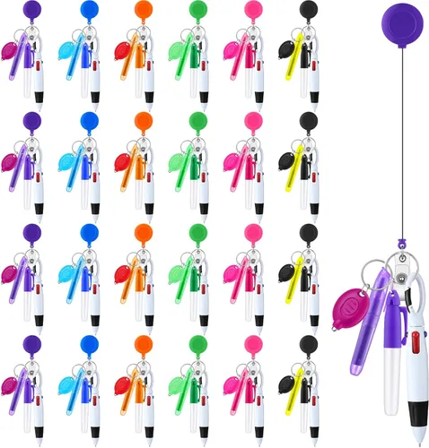 Handepo 80 piezas de juego de bolígrafos de enfermera de Navidad con bolígrafo retráctil, marcadores, resaltador de punta mini, llavero LED con mini