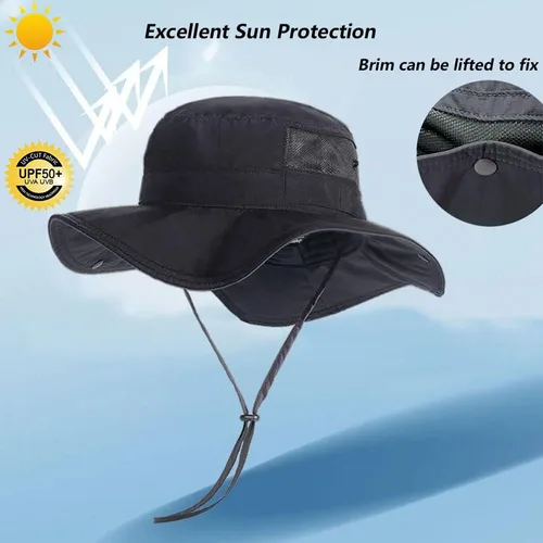 Miniatura 2 de Sombrero para el sol al aire libre plegable UPF50+ Sombrero de pescador de ala ancha para hombres y mujeres Sombrero Boonie impermeable para pesca