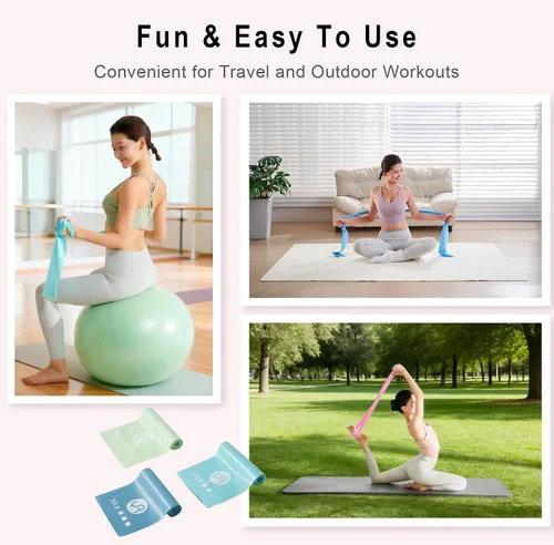 Miniatura 4 de Bandas de resistencia, bandas elásticas sin látex de 6.5 pies de largo, bandas de ejercicio para terapia física, yoga, pilates, rehabilitación