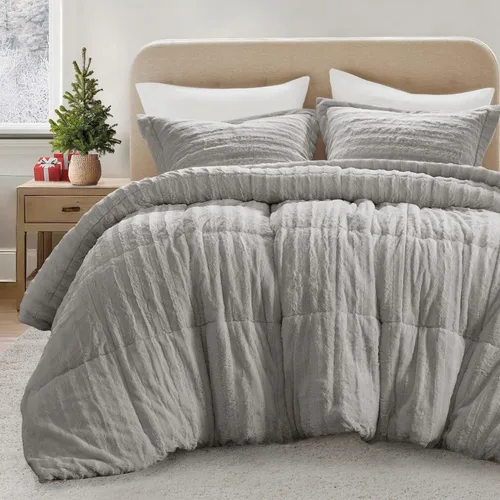 Miniatura 8 de Madison Park Duke Luxe - Juego de edredón reversible de piel sintética, reverso de felpa suave, relleno alternativo moderno, ropa de cama acogedora