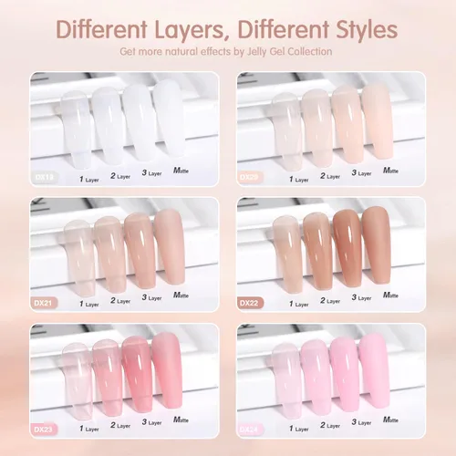 Miniatura 2 de SHOYUM Juego de Esmaltes de Uñas de Gel Rosa Nude - 6 Colores Transparentes Blanco Lechoso Gelatinoso, Esmalte en Gel para Todas las Estaciones