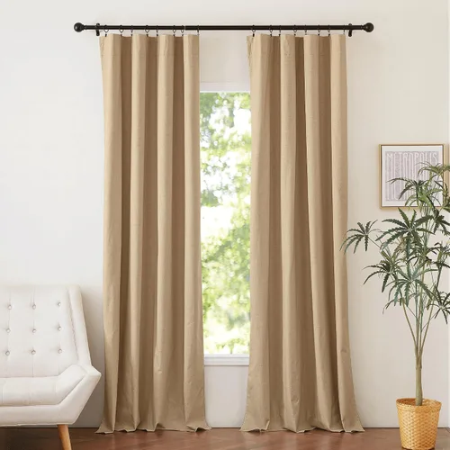 Miniatura 103 de NICETOWN Cortinas 100% opacas de 63 pulgadas de largo, 2 paneles de cortinas cortas con aislamiento térmico con forro para dormitorio, cortinas