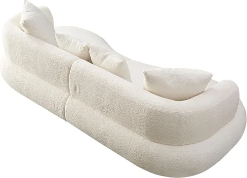 Miniatura 8 de SSC SATITUNCASA - Sofá modular curvo de 102.36 pulgadas, acogedor sofá Boucle para sala de estar, sofá de 4 plazas color crema con almohadas, sofá