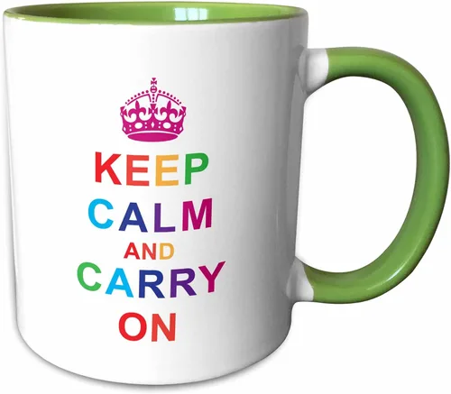 Miniatura 11 de 3dRose (mug_123120_4) Keep calm and continue on. Arcoíris - Taza negra de dos tonos, 11 oz