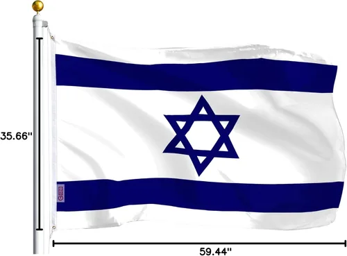 Miniatura 7 de G128 Bandera de Israel, 3 x 5 pies, serie LiteWeave, impresa en poliéster 100D, bandera de país, colores vibrantes, ojales de latón