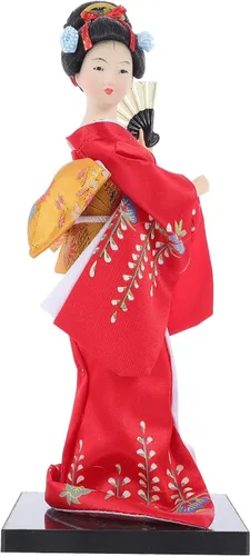 NOLITOY Muñeca kimono de geisha japonesa, figura coleccionable de muñeca asiática para decoración de mesa de oficina y hogar, adorno de muñeca