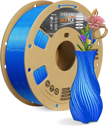 Miniatura 19 de OVERTURE - Paquete de filamento de seda PLA, sin obstrucciones, brillante, filamento metálico brillante para impresora 3D, carrete de 1 kg * 4