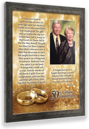 Miniatura 9 de Crossroads Home Décor Boda 50 para padres, decoraciones de 50 aniversario para fiesta, aniversario de oro, regalos de 50 años, 50 para parejas, Gris
