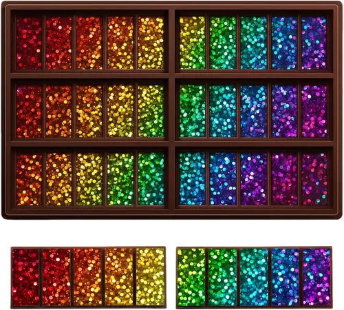 Miniatura 15 de Ziliny Molde holográfico de barra de chocolate con molino de viento y diamante, barra de chocolate con efecto de luz arcoíris, moldes gruesos