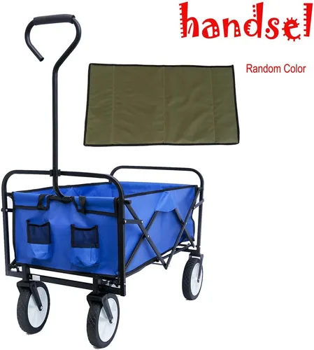Miniatura 8 de Anwick Carro plegable plegable, carrito de playa resistente con bolsillo lateral, carrito plegable de gran capacidad para deportes de jardín al aire