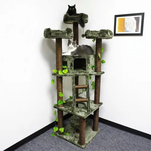 Miniatura 6 de CozyCatFurniture Árbol de gato resistente para gatos grandes con dos hamacas, condominio enorme y cama XXL en la parte superior