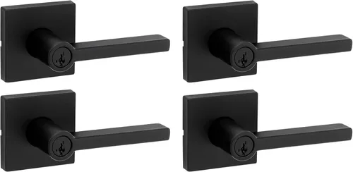 Miniatura 23 de Kwikset Halifax Manija interior de puerta de privacidad con cerradura, manija de puerta para baño y dormitorio, cerradura de botón de presión sin