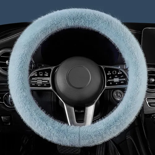 Miniatura 17 de LACDL Fundas mullidas de invierno para volante de automóvil, para mujer, cálida y bonita funda para volante de automóvil para sedán, SUV, súper Negro