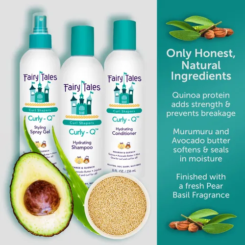 Miniatura 4 de Fairy Tales Curly Q - Champú hidratante para niños de 12 onzas y acondicionador de 8 onzas, sin parabenos, sulfatos, gluten y nueces, para todos