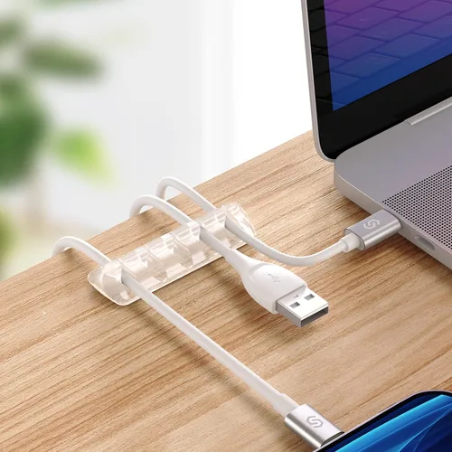 Miniatura 2 de Syncwire Clips transparentes para cables, organizador de cables autoadhesivo, para el hogar, oficina, cubículo, coche, mesita de noche, accesorios