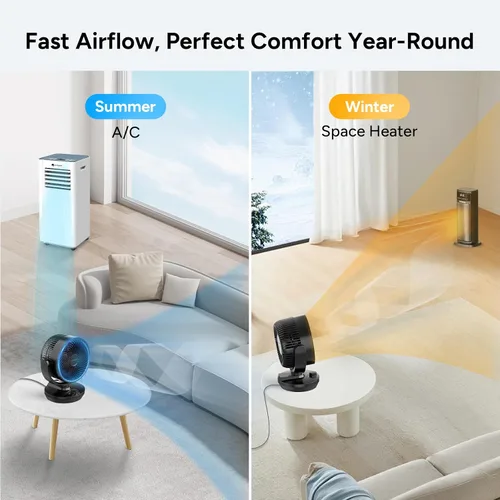 Miniatura 7 de DR.PREPARE Ventilador circulador de aire oscilante para dormitorio, ventilador de mesa potente de 11.3 pulgadas de altura, oscilación automática