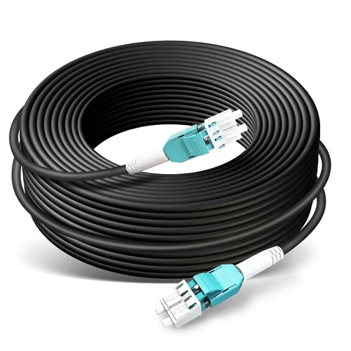 Miniatura 8 de Cable de fibra OM3 LC a LC de 330 pies/100 m OD-5mm industrial TPU, cable de conexión de fibra óptica blindada para exteriores, dúplex multimodo