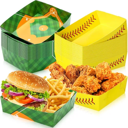 Miniatura 8 de Teling 36 piezas de suministros para fiestas temáticas de béisbol, bandejas grandes de platos de béisbol de 5 libras, bandejas de comida, barco, 4