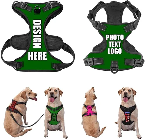 Miniatura 37 de Arnés para perro personalizado con nombre y número de teléfono, chaleco personalizado para perro, arnés reflectante ajustable para mascotas, beige, S