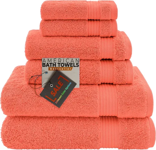Miniatura 18 de American Bath Towels Juego de 6 toallas turcas de 100% algodón, ultra suaves, absorbentes, 2 toallas de baño, 2 toallas de mano, 2 toallas pequeñas