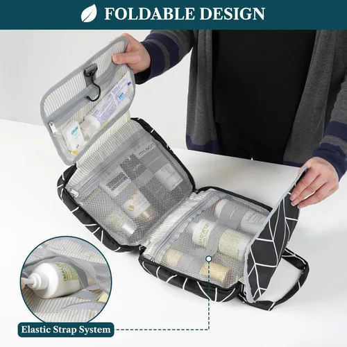 Miniatura 4 de PAVILIA Neceser Colgante Bolsa de Viaje para Mujeres y Hombres, Organizador de Cosméticos Plegable, Bolsa de Maquillaje Resistente al Agua
