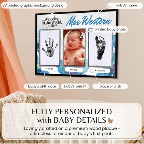 Miniatura 2 de Kit de manos y huellas sin tinta, placa de recuerdo de bebé y regalos de baby shower, ideal como regalo de mamá, marcos de fotos de guardería, kit