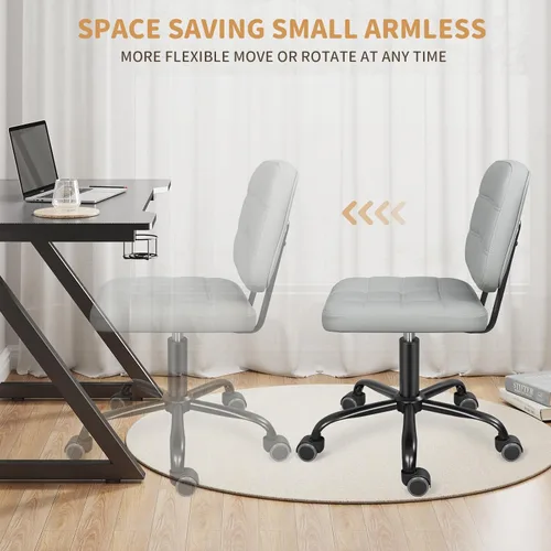 Miniatura 5 de ERGOSEAT Silla de Escritorio de Oficina en Casa sin Brazos con Ruedas, Silla de Dibujo Ergonómica Moderna Rodante con Ruedas Giratorias de 360°