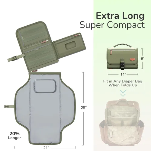 Miniatura 3 de Cambiador de pañales portátil con correa para el hombro, cambiador de viaje desmontable con bolsillo para toallitas para bebé, regalos para baby