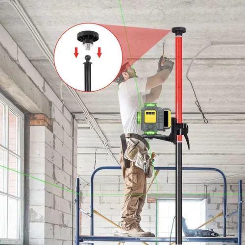 Miniatura 3 de Mástil telescópico, mástil de soporte telescópico con poste de montaje extensible para niveles láser de láseres giratorios y lineales