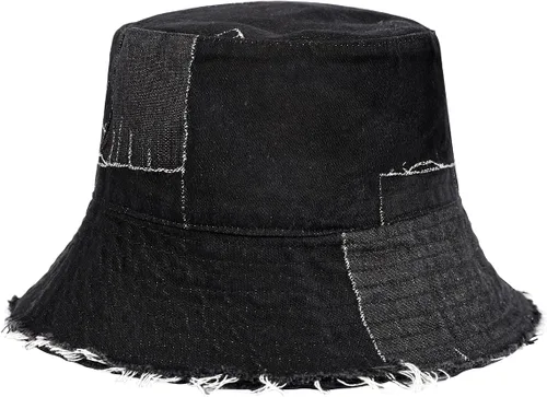 MILAKOO Gorra unisex de pescador de mezclilla lavada para mujer, de ala ancha, ligera, plegable