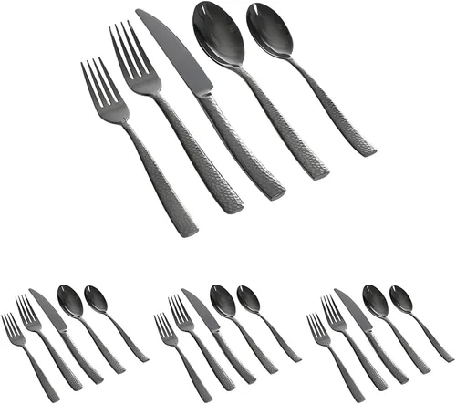 Miniatura 9 de Gibson Elite Earlston - Juego de cubiertos de 20 piezas, utensilios de acero inoxidable, tenedores, cucharas, cuchillos, servicio para 4