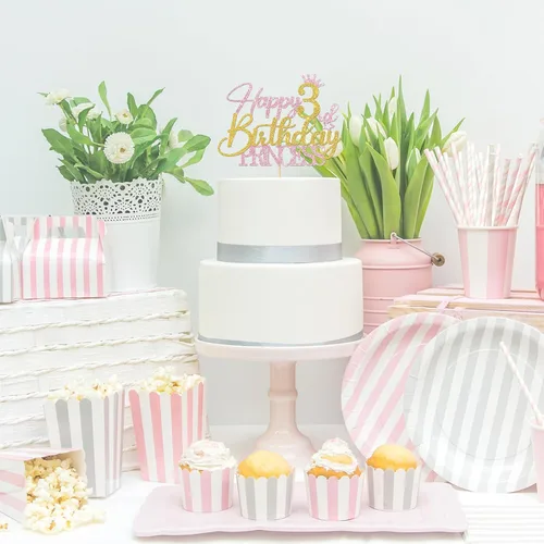 Miniatura 7 de Decoración para pastel de princesa de primer cumpleaños, suministros para pastel de primer cumpleaños para niña, decoraciones de fiesta