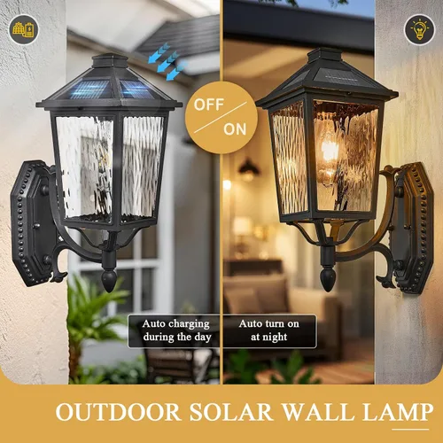 Miniatura 2 de Luces solares de pared para exteriores de 15 pulgadas de altura del anochecer al amanecer, luces solares para exteriores con control remoto, luces