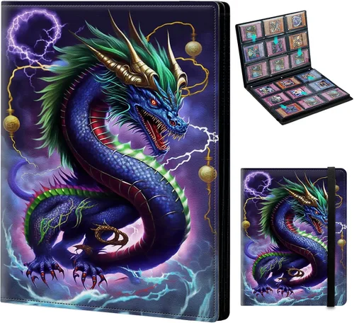 Miniatura 19 de Rading - Carpeta de tarjetas para Pokémon, béisbol, fútbol, hockey, fútbol, deporte, TCG, MTG, Yugioh, tarjetero con 4 bolsillos, funda de 160