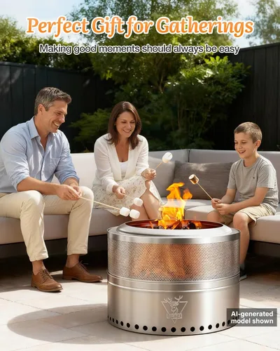 Miniatura 7 de YEFU Pozo de fuego, hoguera plegable sin humo, chimenea portátil de acero inoxidable que quema madera para exteriores con soporte de cenizas