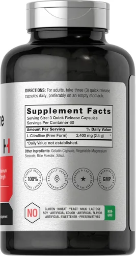 Miniatura 2 de Horbaach L Citrulina Suplemento para hombres y mujeres 2400 mg 180 cápsulas Máxima fuerza y forma libre Sin OMG, sin gluten