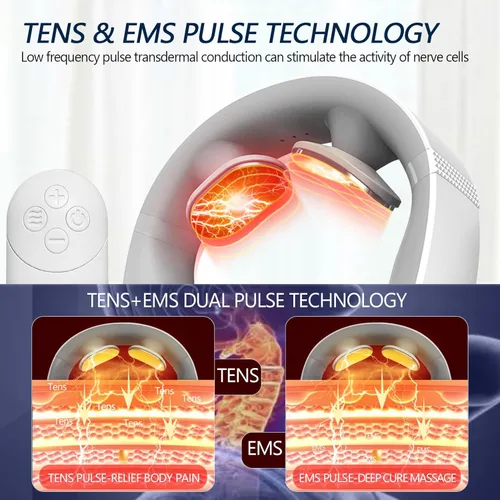 Miniatura 2 de Masajeador de cuello para aliviar el dolor con calor, portátil, pulso eléctrico, tejido profundo, punto de activación, masajeador cervical