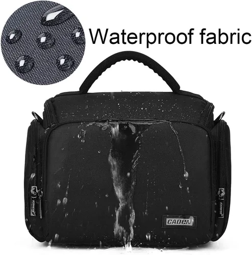 Miniatura 2 de CADeN Bolsa bandolera cruzada para cámara compatible con cámaras Nikon, Canon, Sony SLR/DSLR sin espejo y lentes a prueba de agua (1.0 M, negro)