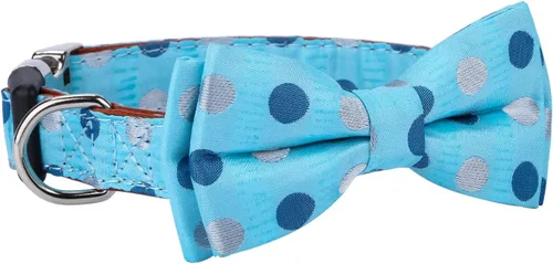 Miniatura 2 de Collar con pajarita para perro, lunares azules, mediano A2_Puntos azul cielo