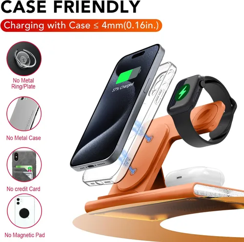 Miniatura 24 de Estación de carga 3 en 1 para iPhone 17 - Cargador inalámbrico para productos Apple para iPhone 17 16 15 14 13 12 11 Pro Max - Estación de carga Azul