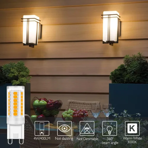 Miniatura 3 de YUIIP Bombillas LED G9 de 4 W blanco cálido 3000 K, equivalente a bombilla halógena de 40 W, AC110V-130V G9 bombillas LED de base de cerámica