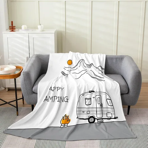 Miniatura 20 de Lake House Flannel Blanket,Hand Drawn Lake Mountain Scenery Fleece Blankets for Kids Girls Boys Adult Room Decor,Rustic Farmhouse Blankets Lake