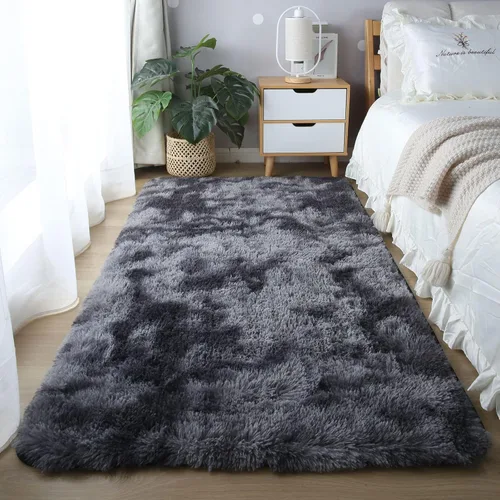 Miniatura 44 de Alfombras para dormitorio de niñas sala de estar: alfombra de área peluda de 5 x 7 para sala de juegos de niños, alfombra peluda de felpa pastel