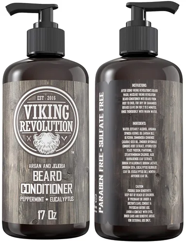 Miniatura 2 de Viking Revolution Acondicionador para barba con aceite de argán y jojoba - Suaviza y fortalece - Aroma natural a menta y eucalipto - Acondicionador
