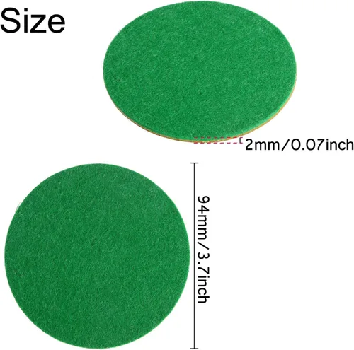 Miniatura 6 de Gejoy 94 mm Hockey Paddle Pads Self Adhesive Replacement Hockey Mallet Felt Pads Green Felt Sticker for 96 mm Pushers