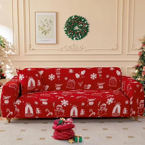 Miniatura 14 de Funda de sofá de Navidad Verde, Funda Elástica para Sofá, Funda Deslizante para Sofás y Sofás de Dos Plazas, 1 Pieza, Funda Temática Navideña