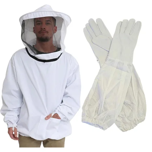 Chaqueta de apicultura – Chaqueta con velo extraíble, correas para el pulgar y bolsillos para herramientas (2XL)