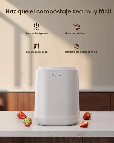 Miniatura 2 de Compostador eléctrico de 4 litros para cocina, contenedor de compostaje inteligente para encimera, inodoro, bajo ruido, limpieza automática, 3-Blanco