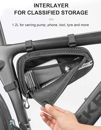 Miniatura 4 de ROCKBROS Bolsa de bicicleta Bolsa de marco de bicicleta Bolsa de almacenamiento triangular para bicicleta Bolsa de accesorios de bicicleta Paquete
